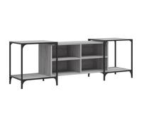 HETFTJN Meuble TV Extensible Sonoma Gris 153x37x50 cm, Table de Télévision Réglable en Largeur avec Cadre en Métal et Étagères de Rangement, Console TV Industrielle pour Salon