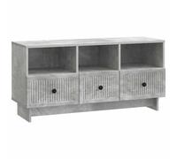 HETFTJN Meuble TV Gris Béton 102 x 34,5 x 50 cm, Banc de Télévision Moderne en Bois d'Ingénierie avec 3 Tiroirs, Buffet Bas et Console Multimédia de Salon Style Vintage
