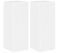 HETFTJN Meuble TV Mural 2 pcs Blanc Brillant, Meuble TV Suspendu en Bois d'Ingénierie avec 2 Portes et 6 Étagères, Colonne de Rangement Murale pour Salon, 30 x 31 x 80 cm