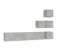 HETFTJN Meuble TV Mural Gris Béton, Ensemble Télé Suspendu en Bois d'Ingénierie pour Salon, Lot de 6 Pièces Comprenant 4 Modules de 30,5x30 cm et 2 Modules de 80x30 cm