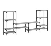HETFTJN Meuble TV Sonoma Gris 206,5x28,5x95 cm, Support Télé en Bois d'Ingénierie et Acier, Grand Meuble de Rangement Salon avec Étagères pour Appareils Multimédia et Déco
