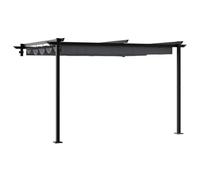 HETFTJN Pavillon Mural avec Auvent Rétractable, Tonnelle Adossée pour Terrasse et Jardin, Structure Acier et Toile Polyester, Pergola Anthracite, 300 x 300 x 200 cm