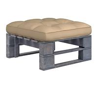 HETFTJN Pouf Palette de Jardin en Bois de Pin Imprégné de Gris avec Coussin Beige Repose-Pied Modulaire Table Basse d'Extérieur et Intérieur Salon de Jardin 60x60x25 cm