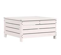 HETFTJN Repose-Pied de Jardin en Bois de Pin Massif Blanc Pouf d'Extérieur avec Coussin Anthracite Table Basse Modulaire avec Espace de Rangement pour Terrasse Patio Balcon 62x63,5x32 cm