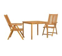 HETFTJN Salon de Jardin en Bois d'Acacia Massif Marron, Ensemble Table de Repas 90x150 cm et Fauteuils Inclinables pour Extérieur, Mobilier de Salle à Manger Terrasse et Balcon