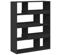 HETFTJN Séparateur de pièce avec 8 étagères, Bibliothèque Design pour Salon et Bureau, Étagère de Rangement Ouverte, Bois d'ingénierie Robuste, Noir, 100x33x125,5 cm