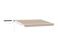 HETFTJN Store Banne Électrique Rétractable 3,5 x 2,5 m, Auvent Extérieur avec Panneau Solaire, Télécommande et Manivelle, Cadre en Aluminium, Tissu Polyester Beige et Blanc pour Terrasse et Jardin
