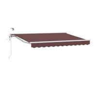 HETFTJN Store banne rétractable électrique 2,5x2m, télécommande et manivelle, Design Semi-Cassette, Cadre alu et Acier, Marron et Blanc, Fixation Murale extérieur