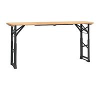 HETFTJN Table à Bière Pliable 170x50x75/105 cm en Bois Massif de Sapin, Table de Jardin Mange-Debout Réglable en Hauteur avec Cadre en Métal Vert pour Pique-Nique et Fête