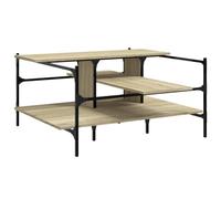 HETFTJN Table Basse carrée 100x100 cm, Meuble de Salon en Bois d'ingénierie, Style Moderne avec Pieds en Acier, Coloris chêne Sonoma, Grande Table de Salon Robuste
