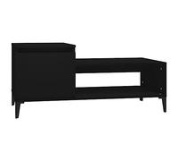 HETFTJN Table Basse de Salon avec Porte et Étagère, Table d'appoint Rectangulaire de Rangement, Design Moderne en Bois d'ingénierie, Meuble Salon, 100x50x45 cm, Noir