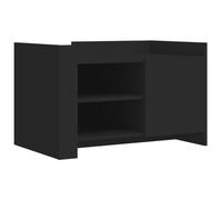 HETFTJN Table Basse de Salon, Table d'Appoint avec Rangement et Porte, Design Modulable, Bois d'Ingénierie Robuste, Couleur Noir, 80 x 50 x 50 cm