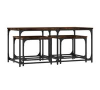 HETFTJN Table Basse gigogne 3 pcs, Lot de Tables Style Industriel, Bois d'ingénierie et métal, Coloris chêne fumé, 100 x 50 x 45 cm, mobilier Gain de Place pour Salon
