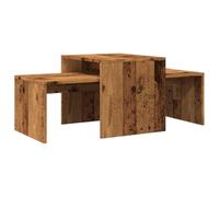 HETFTJN Table Basse gigogne Lot de 2, Table d'appoint modulable en Bois d'ingénierie Effet Vieux Bois, Meuble de Salon Gain de Place, Dimensions totales 100x48x40 cm