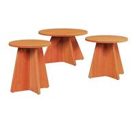 HETFTJN Table Basse gigogne Lot de 3 en pin Massif, Style Rustique, Ensemble de 3 Tables d'appoint, Dimensions variées, Finition Brun Cire, pour Salon et intérieur