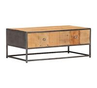 HETFTJN Table Basse Industrielle en Bois de Récupération Massif, Table de Salon Vintage avec 2 Tiroirs, Structure en Acier, Meuble de Rangement Rustique, 90x50x35cm