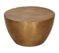 HETFTJN Table Basse martelée en Aluminium, Bout de canapé Design Moderne, Table d'appoint Ronde pour Salon, Finition Laiton Poli, Ø 50 x 30 cm