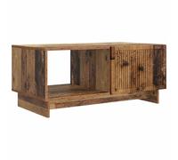 HETFTJN Table Basse Rectangulaire, Table de Salon Style Vintage, 2 Compartiments de Rangement avec Porte Pivotante, Bois d'Ingénierie, 90 x 50 x 40 cm, Couleur Bois Ancien