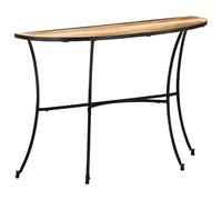 HETFTJN Table d'Appoint Demi-Lune 110x40x77 cm, Console d'Entrée en Bois de Manguier Massif et Pieds en Acier, Table Console Demi-Cercle Rustique pour Salon et Couloir