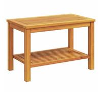 HETFTJN Table d'appoint en Bois d'Acacia Massif, Table Basse de Jardin ou Intérieur, 70 x 40 x 45 cm, Design Rustique avec Étagère, Finition Huile Naturelle