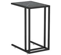 HETFTJN Table d'Appoint Ordinateur Portable et Bout de Canapé Effet Marbre Noir 50x35x65 cm, Table Basse de Salon en Verre Trempé de 5 mm et Structure en Métal Stable