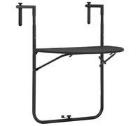 HETFTJN Table de Balcon Suspendue, Table Pliante Balcon en Plastique Aspect Rotin, Console Suspendue avec Cadre en Acier Stable, Hauteur Réglable 3 Niveaux, 60x64x83,5 cm, Marron