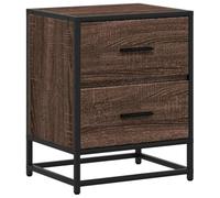 HETFTJN Table de Chevet Chêne Marron 40x31x50 cm, Table de Nuit en Bois d'Ingénierie et Acier avec 2 Tiroirs de Rangement, Meuble d'Appoint Élégant pour Chambre et Salon
