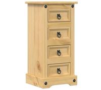 HETFTJN Table de Chevet Corona en Bois de Pin Massif, Table de Nuit Rustique avec 4 Tiroirs, Petit Meuble de Rangement d'Appoint pour Chambre ou Salon, 35 x 32,5 x 74 cm