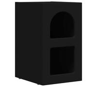 HETFTJN Table de Chevet Noir en Bois d'Ingénierie, Table de Nuit Compacte 29,5 x 33,5 x 50 cm avec 2 Etagères de Rangement, Petit Meuble Auxiliaire pour Chambre et Salon