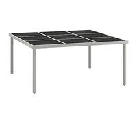 HETFTJN Table de Salle à Manger de Jardin 170x170x74,5 cm, Grande Table de Patio Carrée en Verre et Acier Enduit de Poudre pour Repas en Plein Air, Noir et Gris