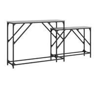 HETFTJN Tables Console Gigognes Lot de 2, Bout de Canapé en Bois d'Ingénierie et Métal Style Industriel, Meuble d'Entrée et Salon, Gris Sonoma, 100x28x75 cm et 80x22x60 cm