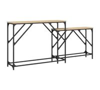 HETFTJN Tables Console Gigognes Lot de 2, Consoles d'Entrée en Bois d'Ingénierie et Métal, Bout de Canapé pour Salon, Couloir et Bureau, Style Industriel Chêne Sonoma