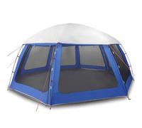 HETFTJN Tente de Piscine Ronde Dôme de Jardin Grand Abri de Piscine avec Parois en Maille Double Toit Amovible et Sac de Transport Polyester Bleu Azur 612x612x285 cm