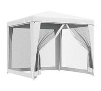 HETFTJN Tente de Réception 2,5x2,5 m Blanc, Tonnelle de Jardin avec 4 Parois en Maille Filet, Barnum avec Structure en Fer et Toit en Polyéthylène pour Fête et Barbecue