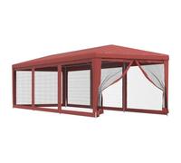HETFTJN Tente de Réception 3x9m Tonnelle de Jardin avec 8 Parois Latérales en Maille Barnum de Fête Cadre en Fer Toit en PEHD Rouge pour Événements Plein Air Mariage Barbecue