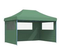 HETFTJN Tente de Réception Pliable 4,1x2,8m Barnum Pliant avec 3 Parois Latérales Fenêtres Tonnelle de Jardin Pop-up pour Fête Mariage Festival Structure Acier Bleu Toit Vert