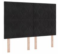 HETFTJN Tête de Lit 144 cm en Velours Noir, Tête de Lit Moderne et Réglable en Hauteur pour Lit Double 140 cm, Structure Robuste en Bois, Design Contemporain et Chic pour Chambre à Coucher