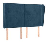 HETFTJN Tête de Lit avec Oreilles 147x23x118/128 cm, Design Classique en Velours Bleu Foncé, Hauteur Réglable, Tête de Lit Rembourrée pour Chambre à Coucher