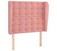 HETFTJN Tête de lit avec Oreilles 93 cm, Tête de lit en Velours Rose, Hauteur réglable, Rembourrée et élégante, Structure en Bois Solide pour lit Simple, Design Classique pour Chambre