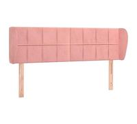 HETFTJN Tête de lit avec Oreilles en Velours Rose, Tête de lit élégante 147x23x78/88 cm, Réglable en Hauteur pour lit Double, Structure Stable en Bois Massif, Confortable pour Chambre à Coucher