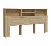 HETFTJN Tête de Lit avec Rangement 200x19x103,5 cm, Meuble de Rangement en Bois d'Ingénierie, Finition Chêne Sonoma, Bibliothèque de Tête de Lit Fonctionnelle pour Chambre à Coucher