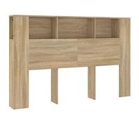 HETFTJN Tête de Lit avec Rangement, Bibliothèque de Chambre, 160 x 18,5 x 104,5 cm, Design Chêne Sonoma en Bois d'Ingénierie, Meuble Organisateur pour Sommier Double 160 cm