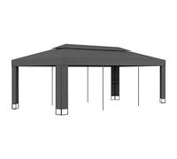 HETFTJN Tonnelle avec Double Toit 3x6 m Anthracite, Barnum de Jardin en Acier Enduit et Toile Polyester, Grande Tente de Réception pour Fête, Barbecue et Événement en Extérieur