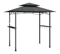 HETFTJN Tonnelle de Barbecue 240x150x243 cm, Abri Grill de Jardin en Acier et Polyester avec Étagères Latérales et Décapsuleur, Gazebo pour Barbecue Extérieur Anthracite