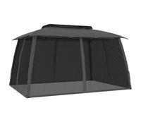 HETFTJN Tonnelle de Jardin 3,93 x 2,93 m Barnum Extérieur avec Double Toit en Acier Enduit de Poudre Tente de Réception 4 Parois Latérales en Filet Zippées Anthracite