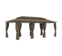HETFTJN Tonnelle de Jardin avec Rideaux 600x298x270 cm Belvédère avec Cadre en Acier et Toile Polyester 180 g/m² Tente de Réception pour Mariage Barbecue Fête Camping Taupe