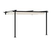 HETFTJN Tonnelle Murale 3x3m, Gazebo de Jardin avec Toile Rétractable en Polyester et Structure en Acier, Pergola Adossée pour Terrasse et Repas en Plein Air, Crème 300x300x200 cm