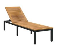 HETFTJN Transat de Jardin en Bois d'Acacia Massif Noir Bain de Soleil Moderne avec Dossier Réglable Chaise Longue pour Terrasse Balcon et Extérieur 200 x 55 x 35 cm