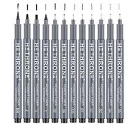 Hethrone Stylos de calligraphie, stylos de lettrage à la main et ensemble de calligraphie noire pour les débutants, écriture, signature, conception d'illustration et dessin (taille 12)