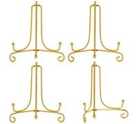 Hetoco 4 Pouces Or chevalets Porte Assiette Présentoirs Décoratifs en pour Photo, Cadres pour Image, Assiettes décoratives, Tableaux et pièces d’Art.(Paquet de 4)